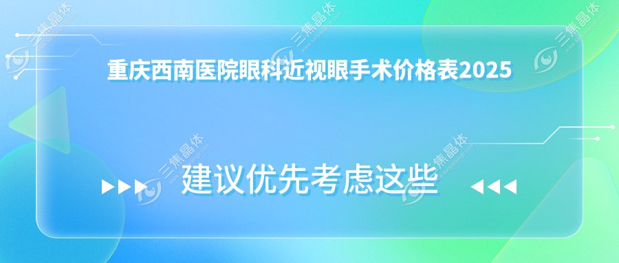 重庆西南医院眼科近视眼手术价格表2025